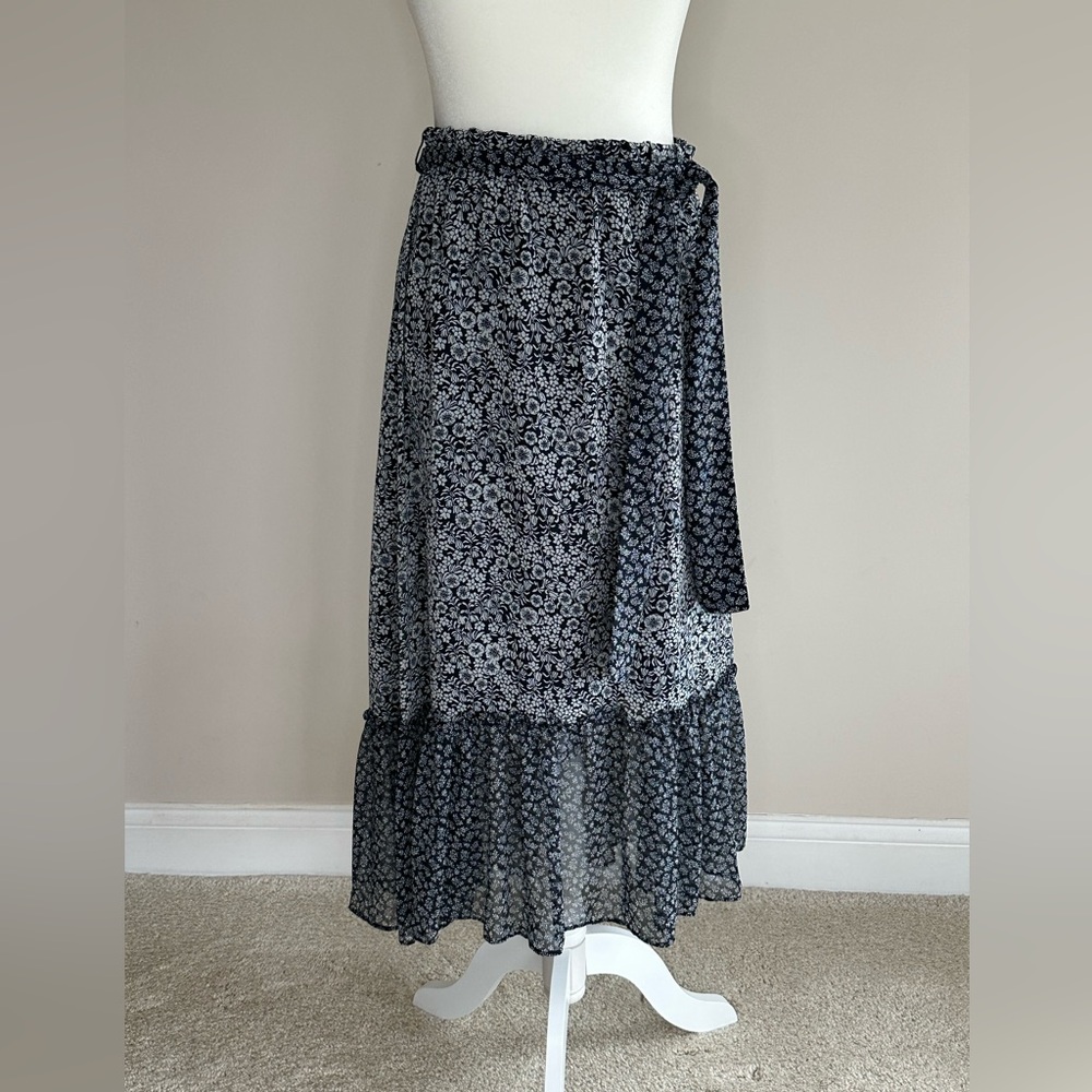 LOFT Blue and White Floral Maxi Skirt